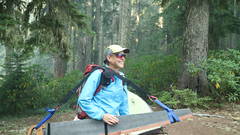 Trail Volunteer With Fathers Saw